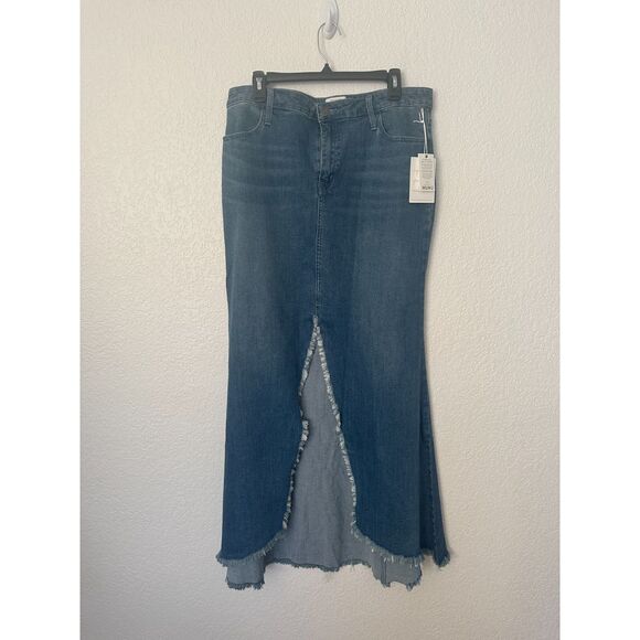 Show Me Your MuMu Blue Denim Maxi Skirt with Front Slit - Picture 3 of 12